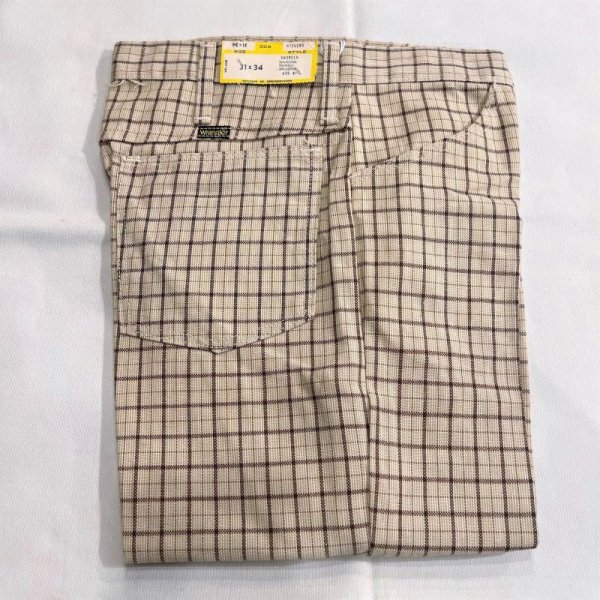 画像1: DEADSTOCK 1970's Wrangler Check Flare Pants  Size W31 L34 (1)