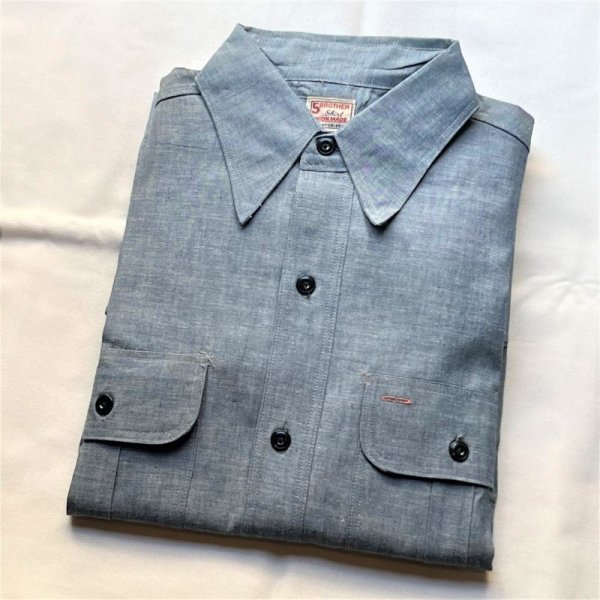 画像1: DEAD STOCK 1940's 5 BROTHER Chambray Shirt　Size 15 (1)