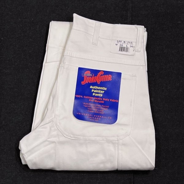 画像1: DEAD STOCK 1990’s UNIVERSAL OVERALL White Painter Pants　Size W30 L30 (1)