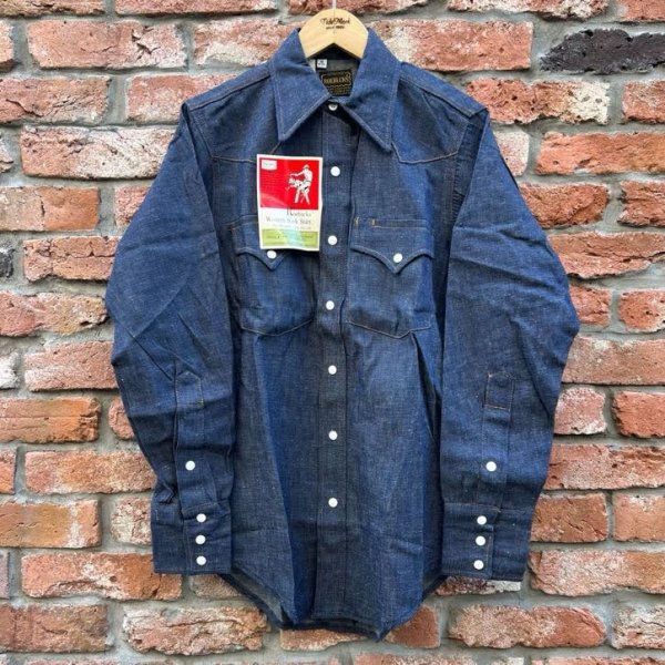 画像1: DEAD STOCK 〜70's ROEBUCKS Denim Western Shirt　Size S (1)