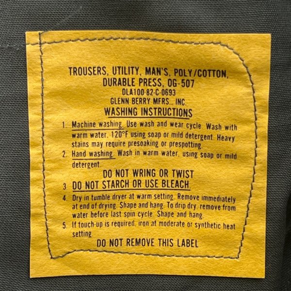 画像7: DEAD STOCK 1982's US Military OG-507 Utility Trousers　Size W29.5 L29.5 (表記W30 L31) (7)