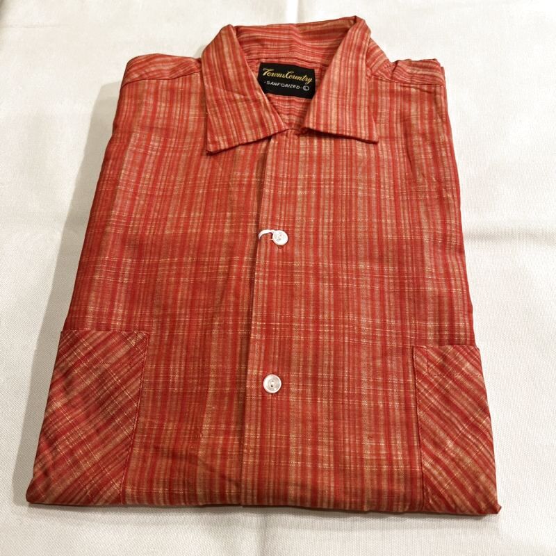画像1: DEADSTOCK 1960's Town&Country Open Collar Shirt　Size L