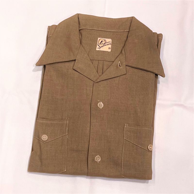 画像1: DEAD STOCK 1940's Sportswear S/S Linen Shirt　Size M