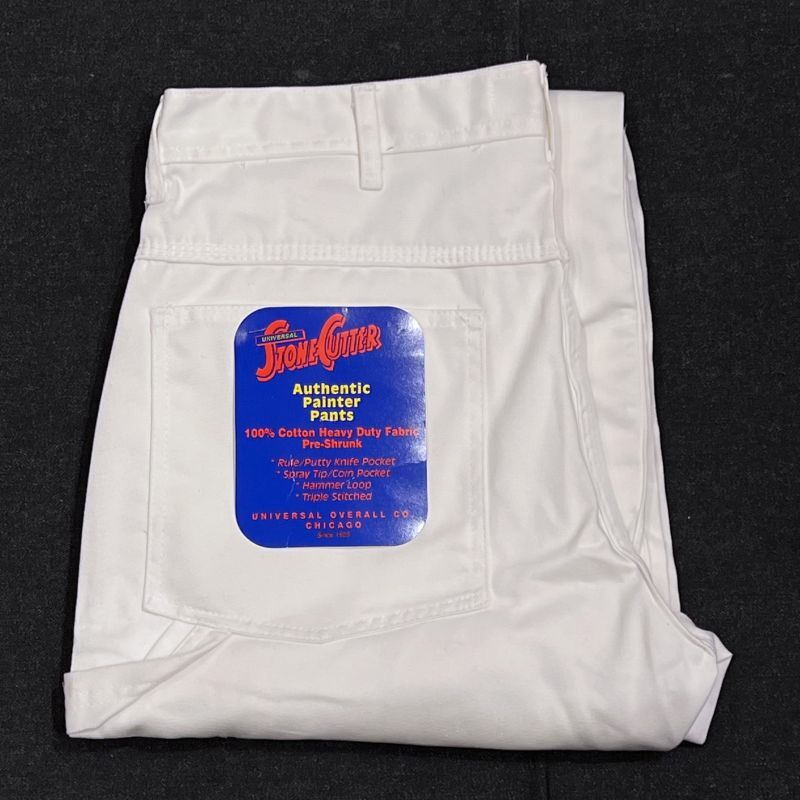 画像1: DEAD STOCK 1990’s UNIVERSAL OVERALL White Painter Pants　Size W36 L32
