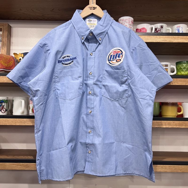 画像1: DEAD STOCK 1980's RIVERSIDE Miller Lite S/S B/D Work Shirt　Size 17 1/2